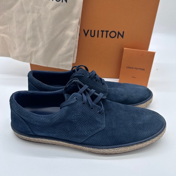 Louis Vuitton Men’s Suade Espadrille Navy Size 10 LV 11 US 100% Authentic - Picture 8 of 8